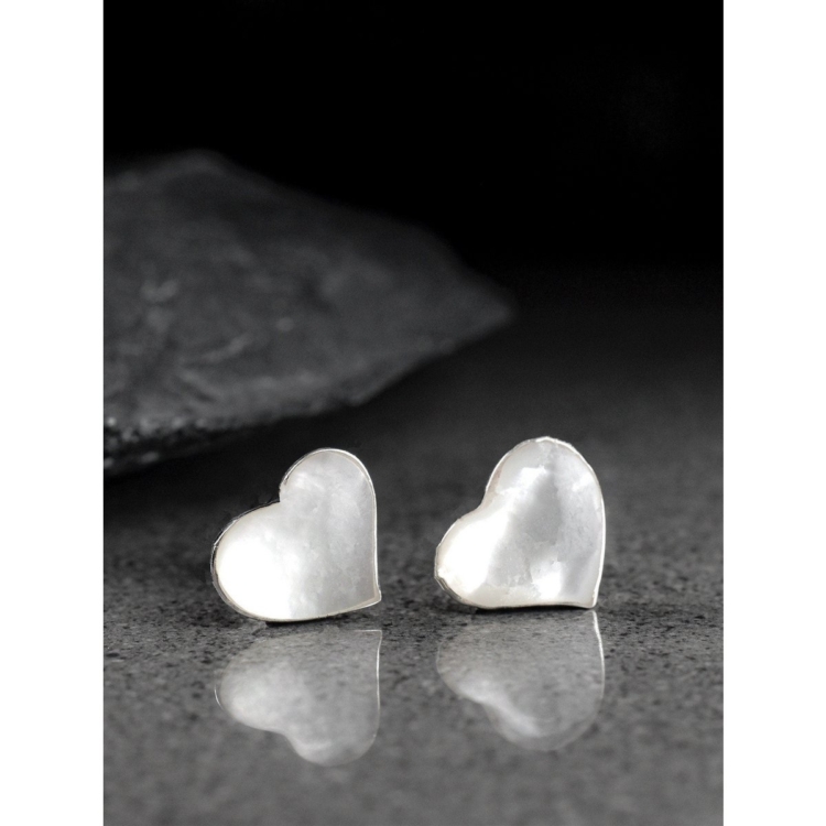 Mother of Pearl Heart Stud Earrings - Image 6