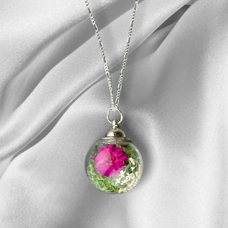 Bouquet Pendant - 925 Real Floral Sterling Silver Necklace Chrysanthemum - Image 12