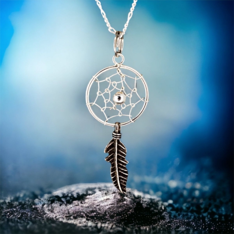 925 sterling silver necklace with handmade dream catcher pendant - Indian protective amulet jewelry for good dreams - Image 7