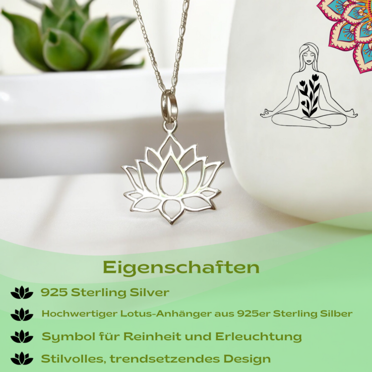 925 Sterling Silver Necklace with Lotus Pendant - Symbol of Purity and Enlightenment - Image 2