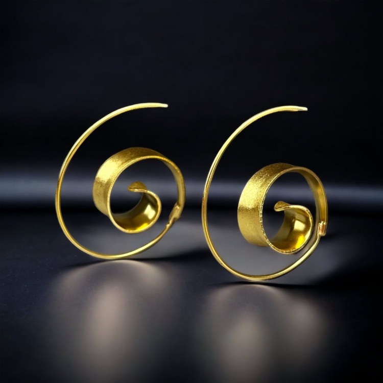 Gold Spiral Earrings - 925 Sterling Gold Gold Plated Creoles Luxurious Elegant Earrings