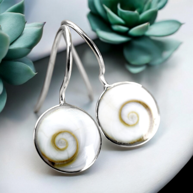 Shiva Eye Earrings - 925 Sterling Silver Minimalist Shell Ocean Sea Nautical Jewelry - Image 3