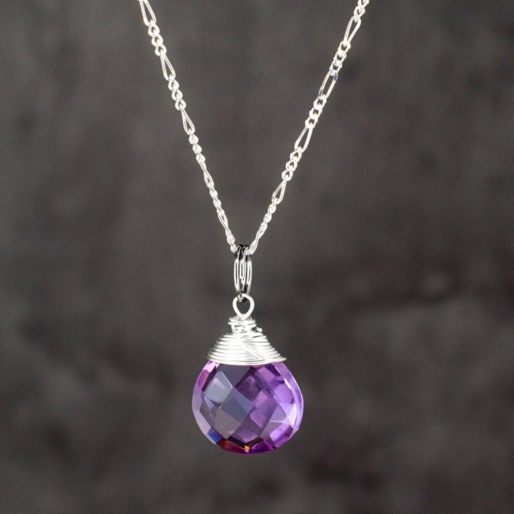 Amethyst Teardrop Pendant Necklace - 925 Sterling Silver - Image 12