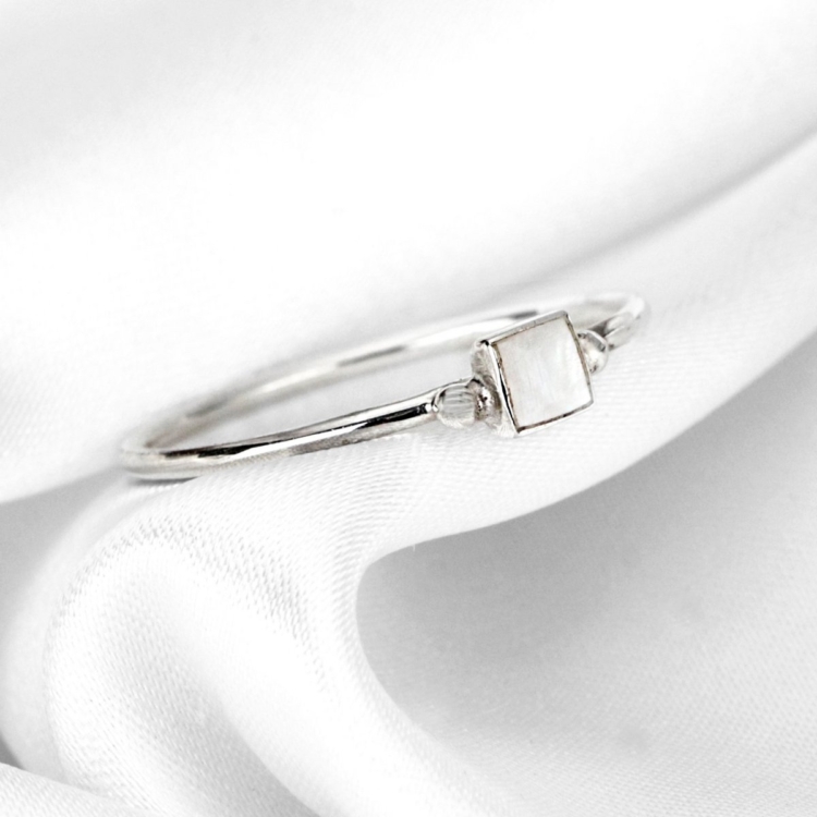 Mother of Pearl Ring - 925 Sterling Silver - Minimalist Jewelry