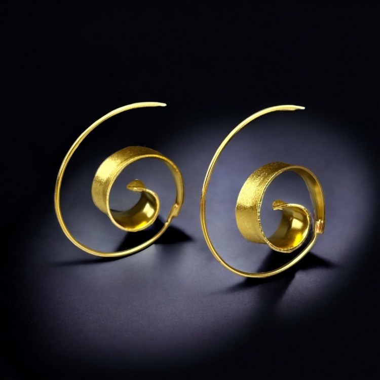 Gold Spiral Earrings - 925 Sterling Gold Gold Plated Creoles Luxurious Elegant Earrings - Image 5