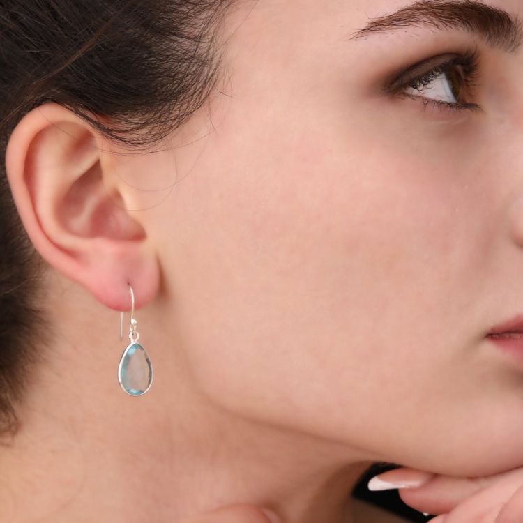 Aqua Topaz Drop Earrings - Image 6