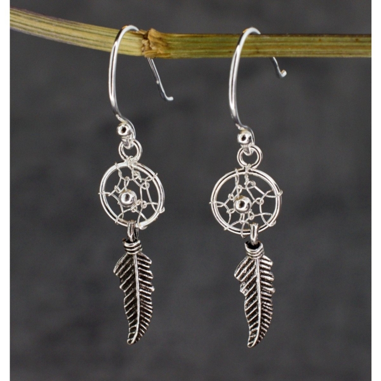 Dream Catcher Earrings - 925 Sterling Silver Tribal Boho Shaman Indian Jewelry - Image 10