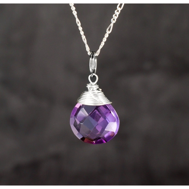 Amethyst Teardrop Pendant Necklace - 925 Sterling Silver - Image 13