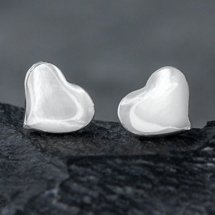 Mother of Pearl Heart Stud Earrings