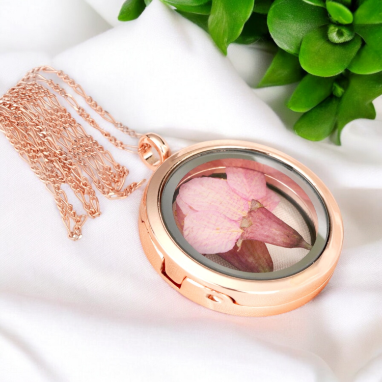 Japanese Cherry Blossom Locket - 925 Sterling Rose Gold Plated Chain Sakura Pendant - Image 2