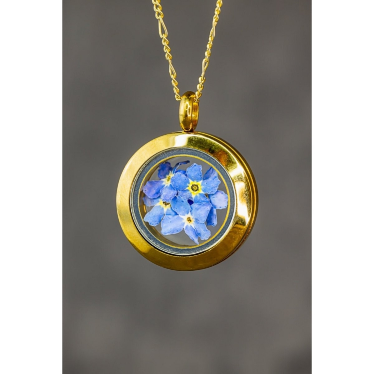 Forget-me-not medallion - glass pendant real flowers - Image 6