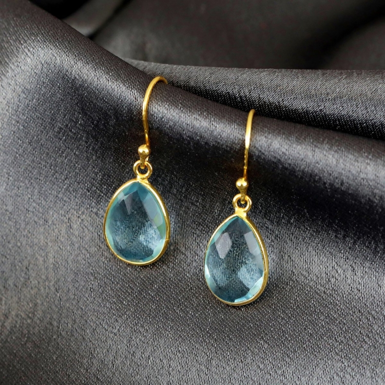 Aqua Topaz Gemstone Earrings