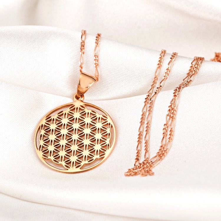 Magical 925 sterling rose gold plated necklace with flower of life pendant - Image 5