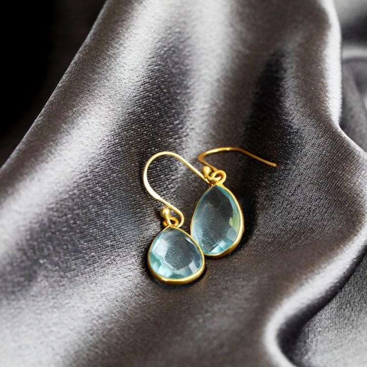 Aqua Topaz Gemstone Earrings - Image 4