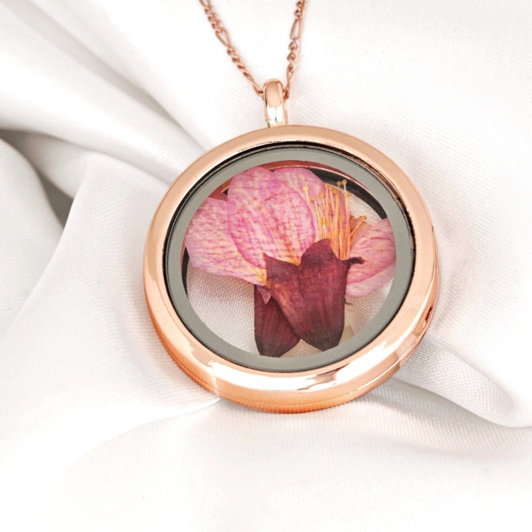 Japanese Cherry Blossom Locket - 925 Sterling Rose Gold Plated Chain Sakura Pendant - Image 10