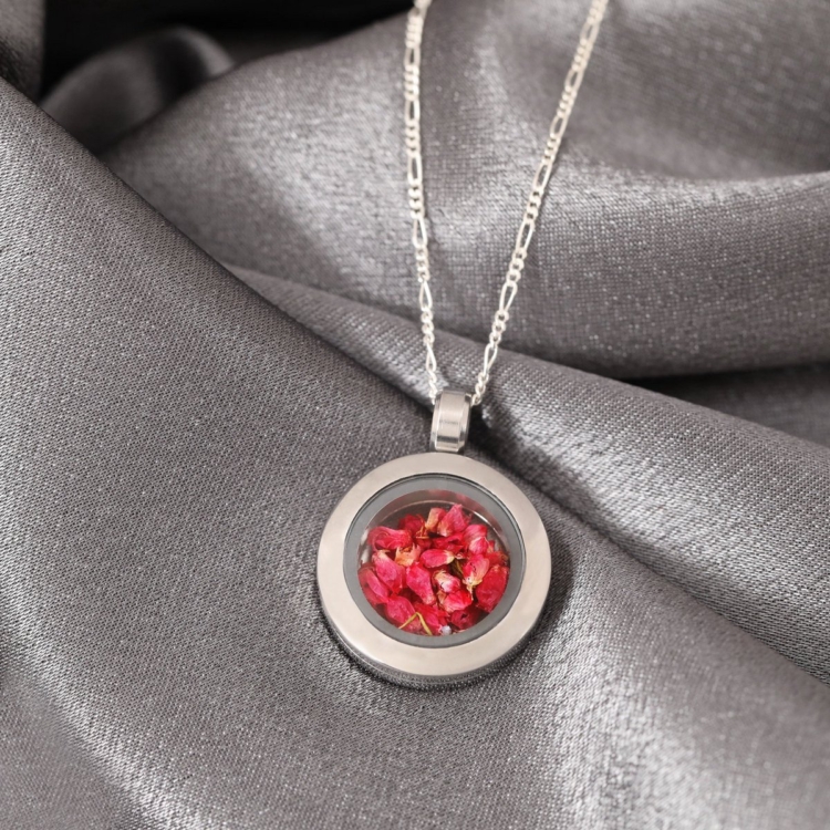 Heather Flower Mini Locket - 925 Sterling Silver Chain - Image 7