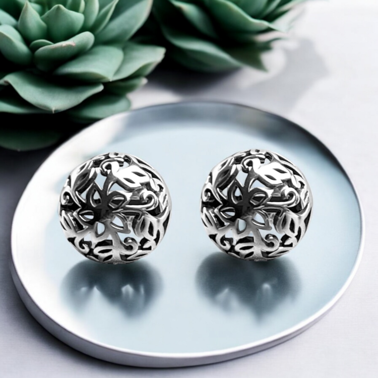 Lotus Stud Earrings - 925 Sterling Silver