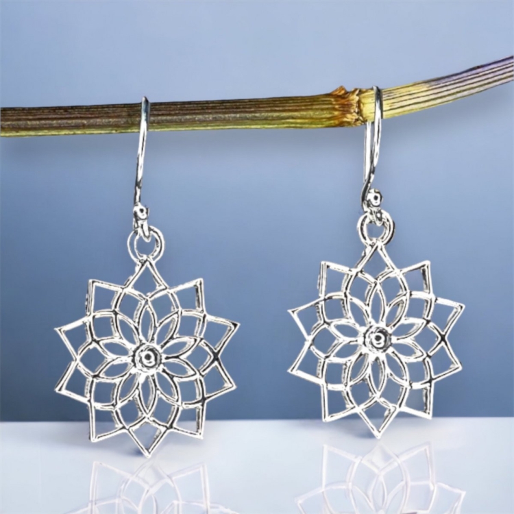 Magical earrings made of 925 sterling silver with mandala motif - Image 2