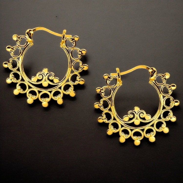 Exotic Filigree 925 Sterling Silver Hoop Earrings - Image 2