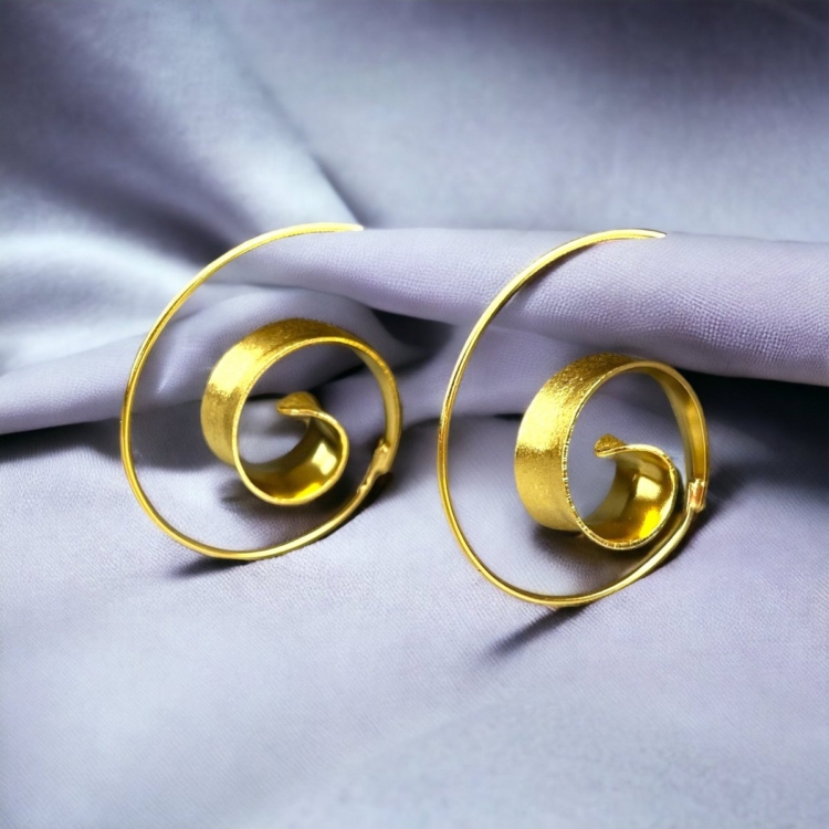 Gold Spiral Earrings - 925 Sterling Gold Gold Plated Creoles Luxurious Elegant Earrings - Image 3