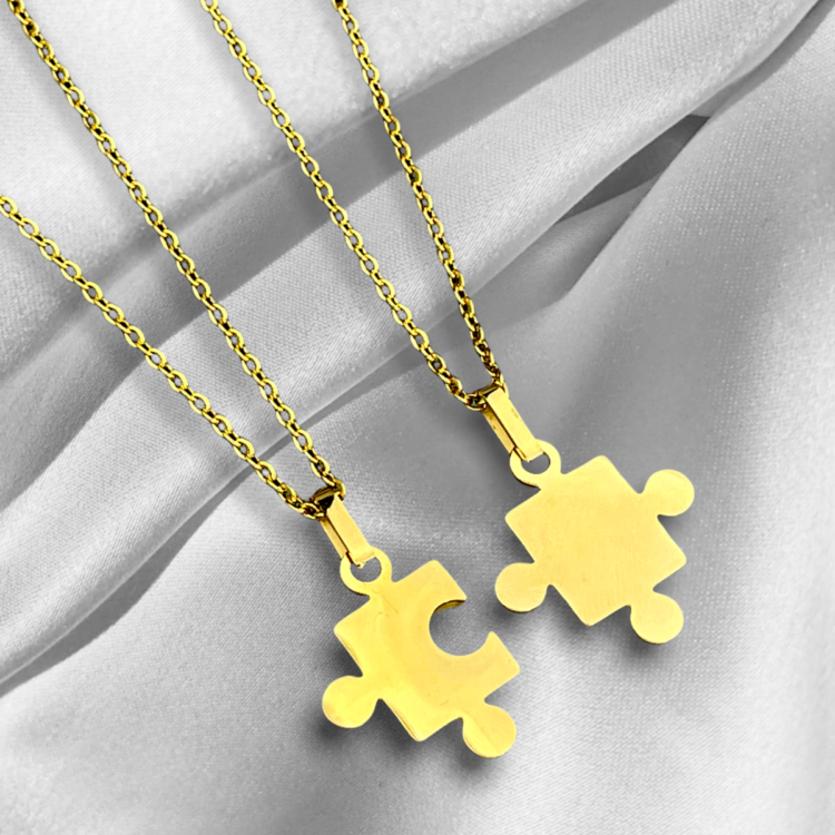 Gold-plated puzzle necklace in a double pack - friendship necklaces - Image 2