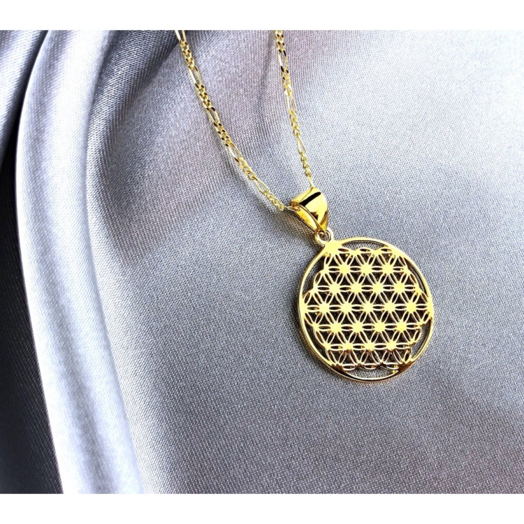 925 Sterling Gold Plated Chain Flower of Life