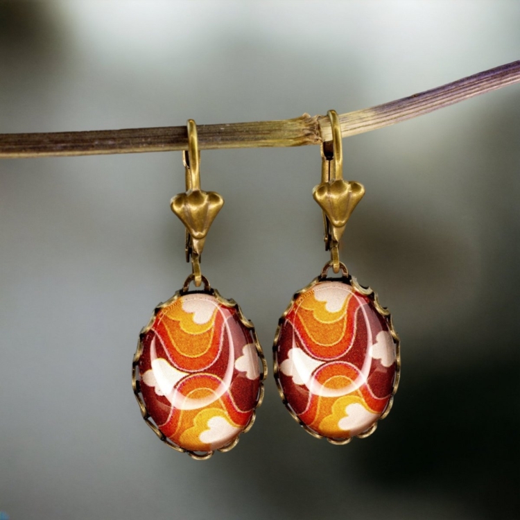 70s wallpaper retro earrings - nostalgic jewelry in vintage style