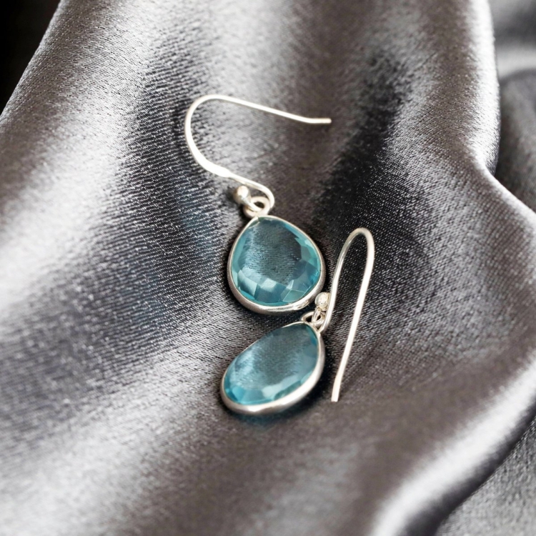 Aqua Topaz Drop Earrings - Image 5