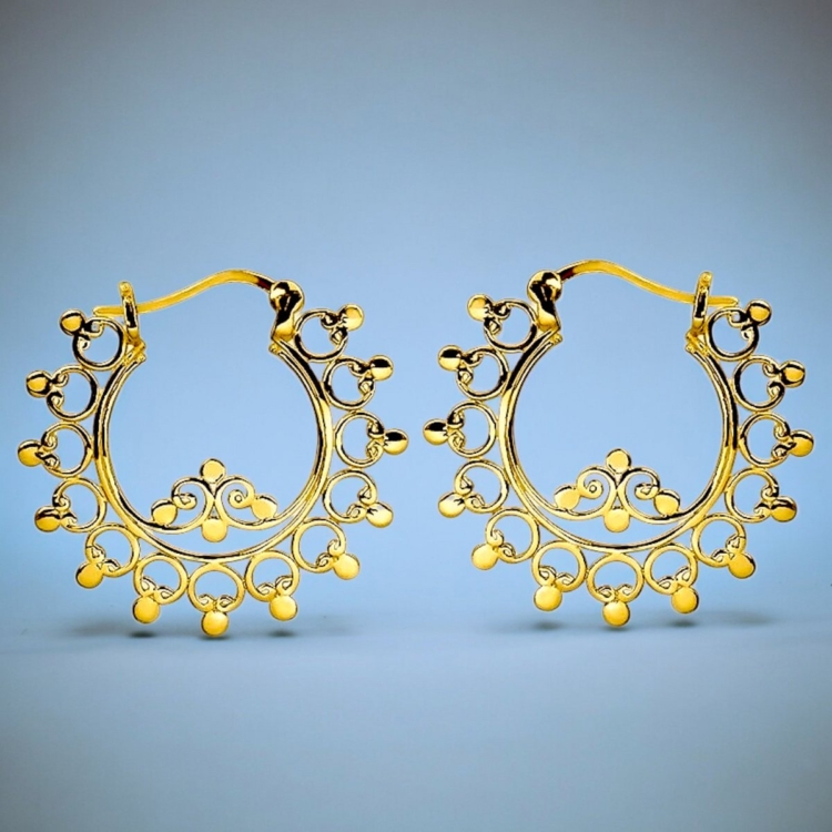 Exotic Filigree 925 Sterling Silver Hoop Earrings - Image 4