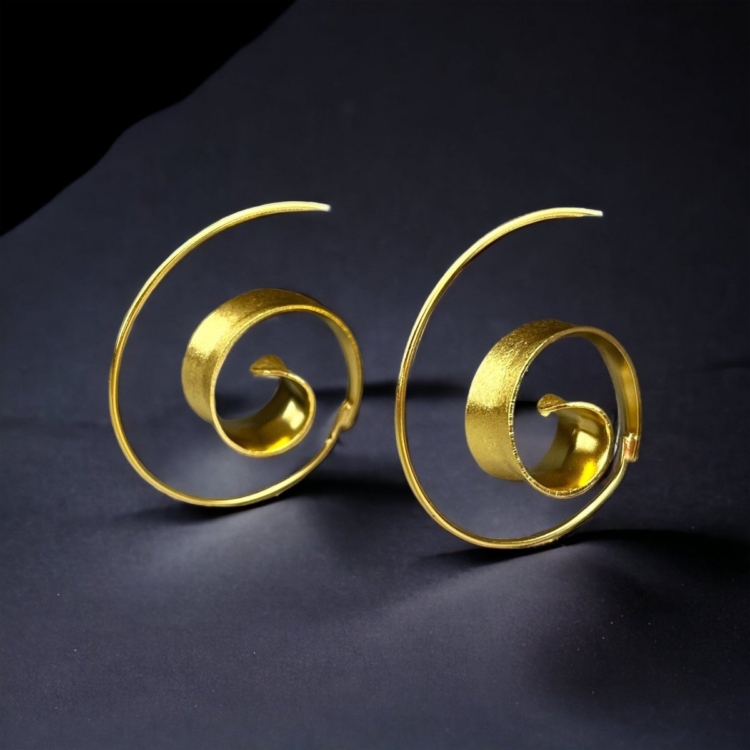 Gold Spiral Earrings - 925 Sterling Gold Gold Plated Creoles Luxurious Elegant Earrings - Image 6