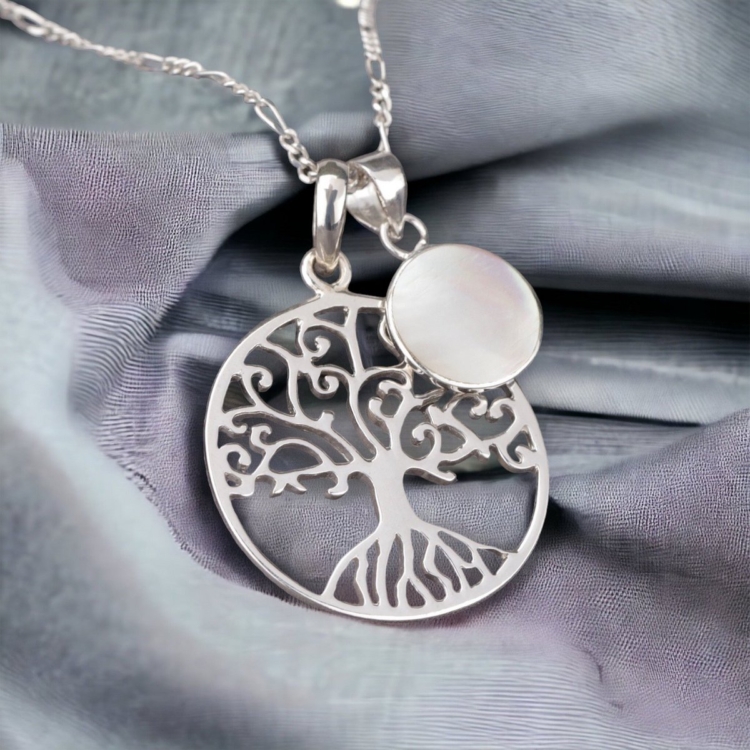 Tree of Life & Mother of Pearl 925 Silver Necklace Jewelry Set - Maritime Natural Jewelry Necklace - Image 5