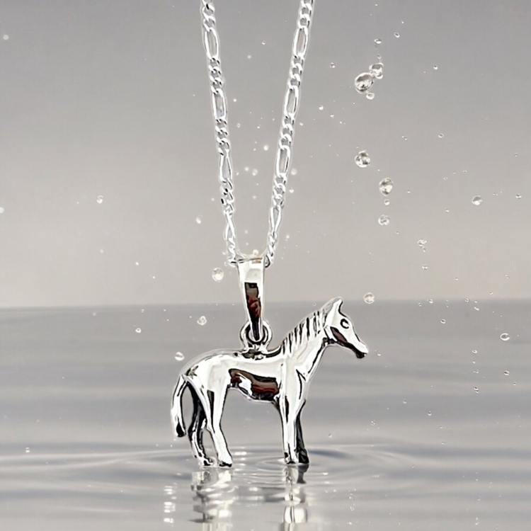 925 sterling silver chain with 3D horse pendant