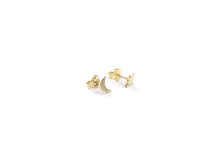 Moon and Star Stud Earrings - Image 2