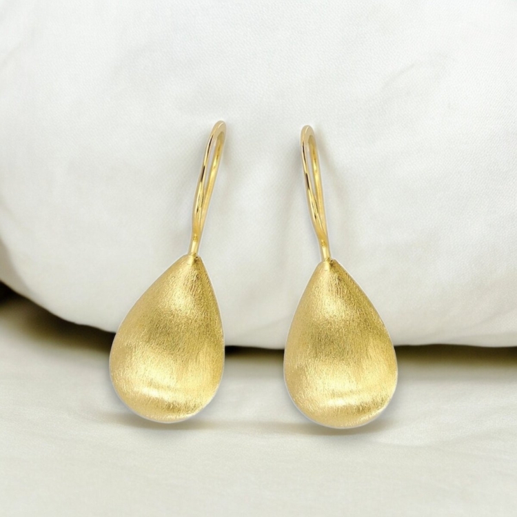 925 Sterling Silver Drop Earrings – Matt 18K Gold Plated - Image 4