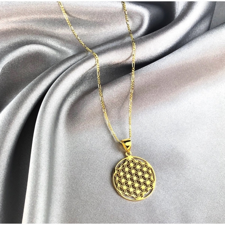 925 Sterling Gold Plated Chain Flower of Life - Image 2