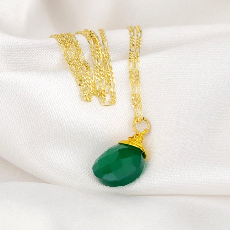 925 sterling silver gold-plated necklace "Green Onyx" - Image 9