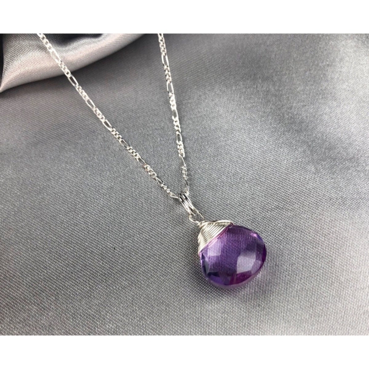 Amethyst Teardrop Pendant Necklace - 925 Sterling Silver - Image 15