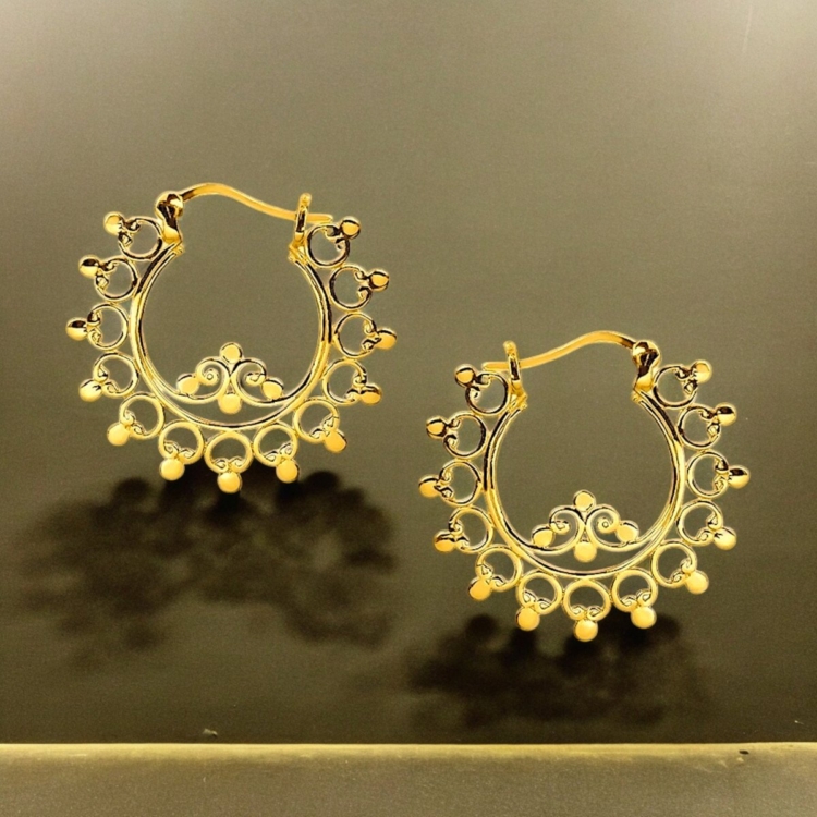 Exotic Filigree 925 Sterling Silver Hoop Earrings