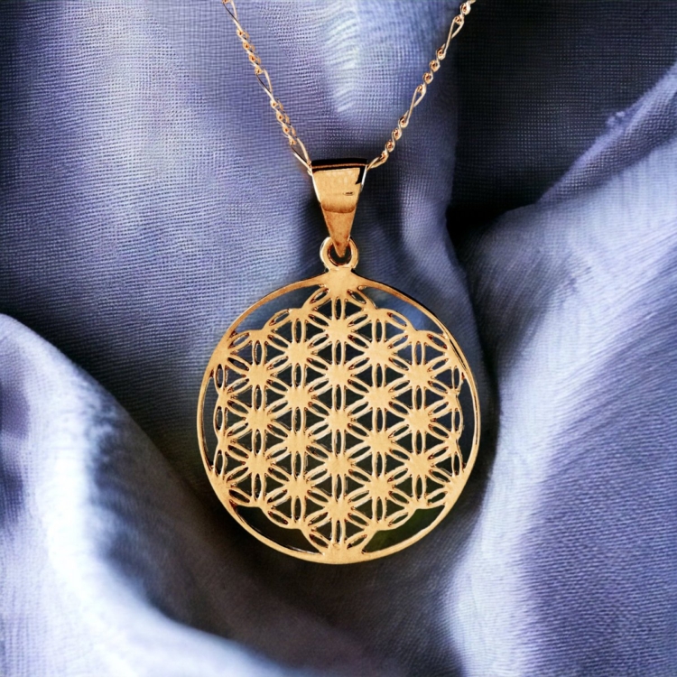 Magical 925 sterling rose gold plated necklace with flower of life pendant