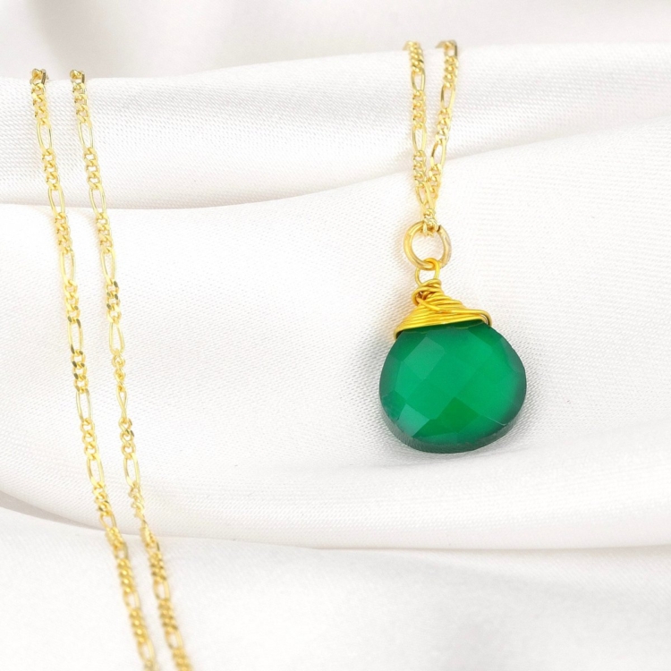 925 sterling silver gold-plated necklace "Green Onyx" - Image 6