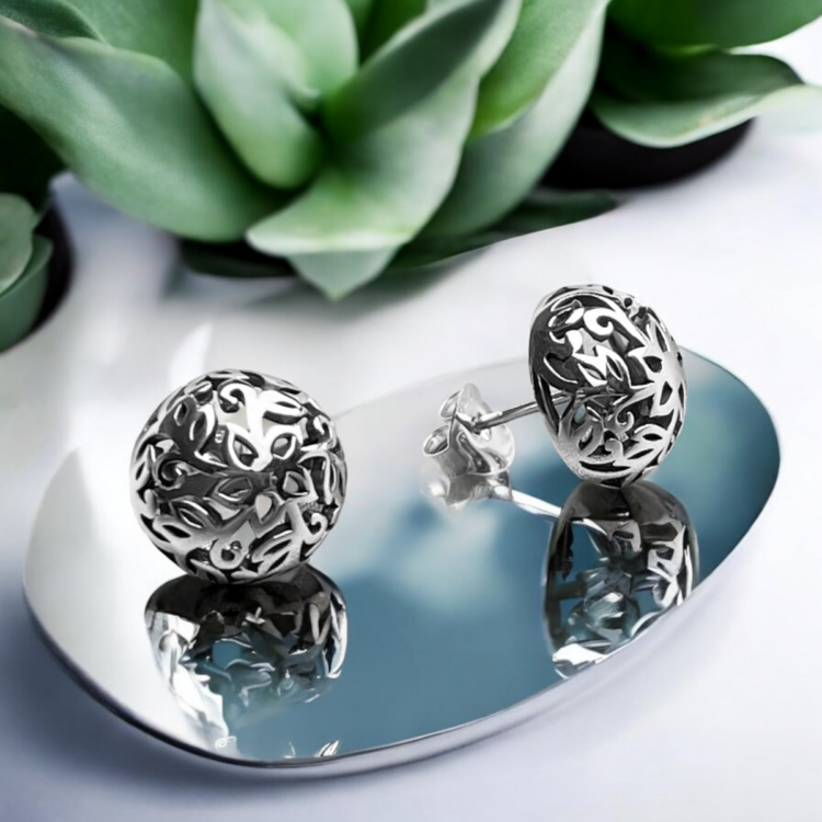 Lotus Stud Earrings - 925 Sterling Silver - Image 2