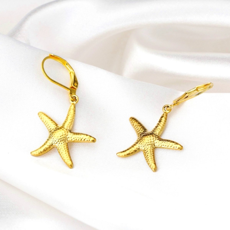 Starfish Earrings Gold & Silver Plated - Image 7