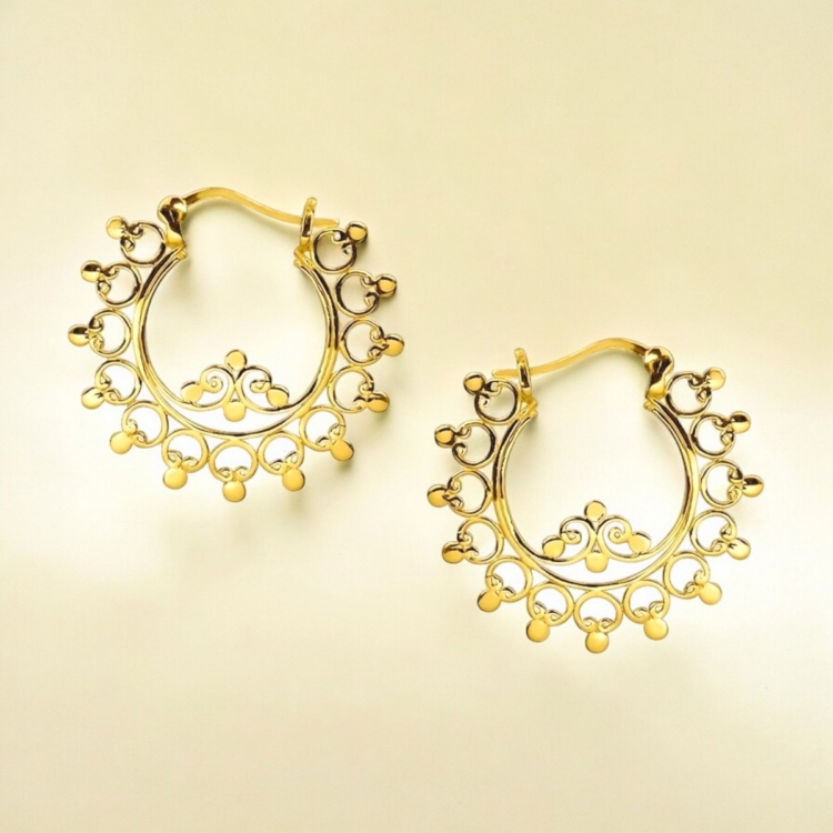 Exotic Filigree 925 Sterling Silver Hoop Earrings - Image 3