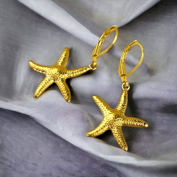 Starfish Earrings Gold & Silver Plated - Image 4