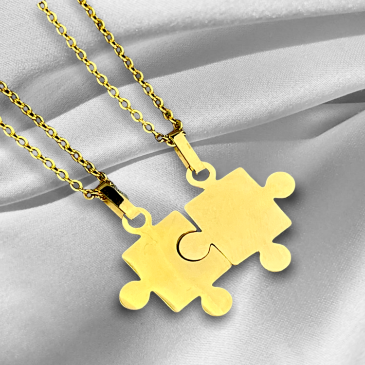 Gold-plated puzzle necklace in a double pack - friendship necklaces - Image 3