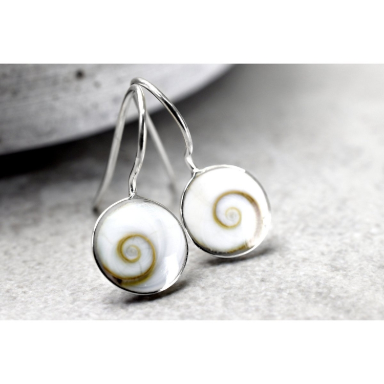 Shiva Eye Earrings - 925 Sterling Silver Minimalist Shell Ocean Sea Nautical Jewelry - Image 11