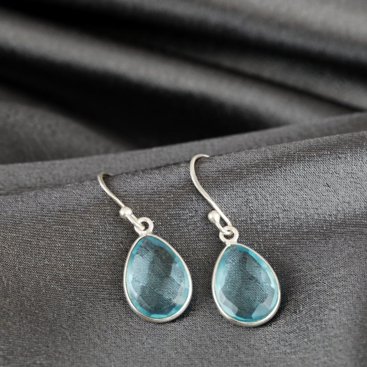 Aqua Topaz Drop Earrings - Image 4