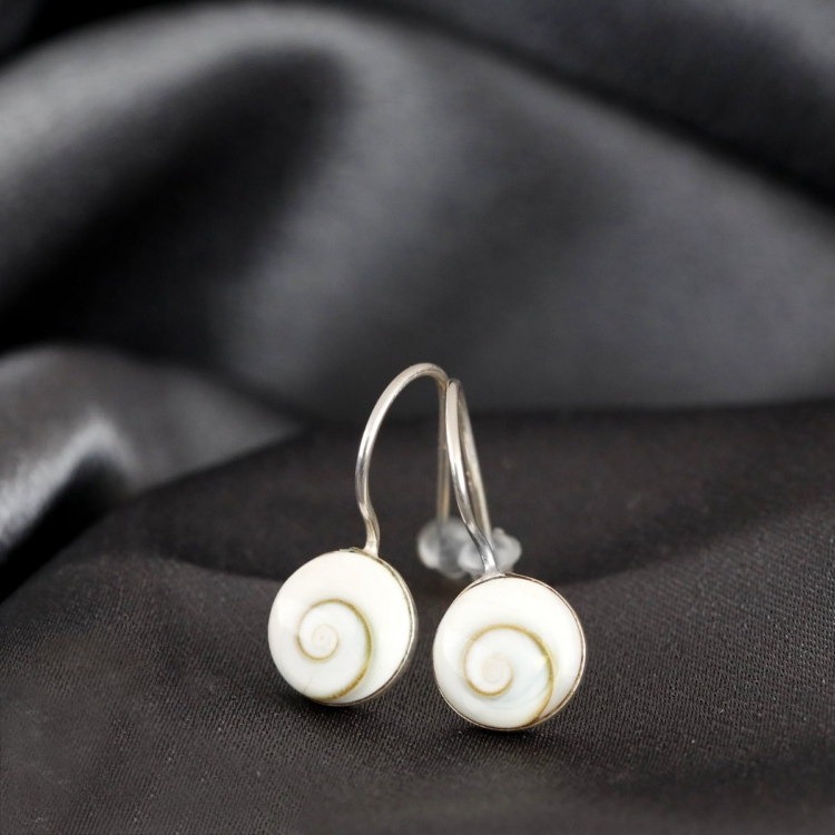 Shiva Eye Earrings - 925 Sterling Silver Minimalist Shell Ocean Sea Nautical Jewelry - Image 5