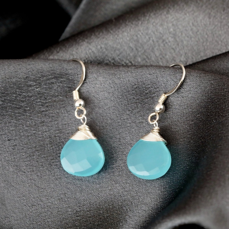 Chalcedony Drop Silver Earrings - Image 9