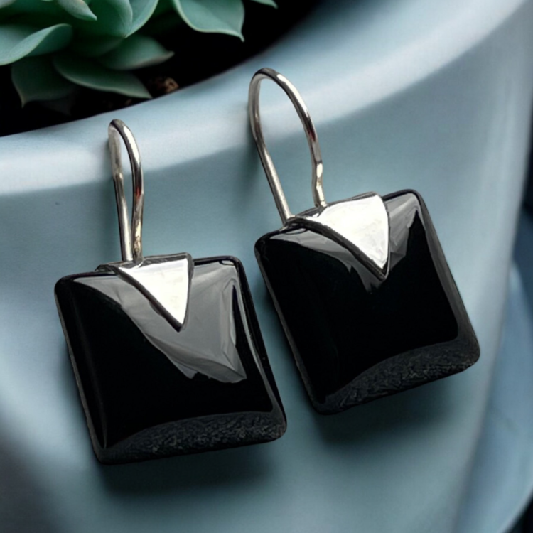 Onyx Gemstone Earrings - 925 Sterling Silver